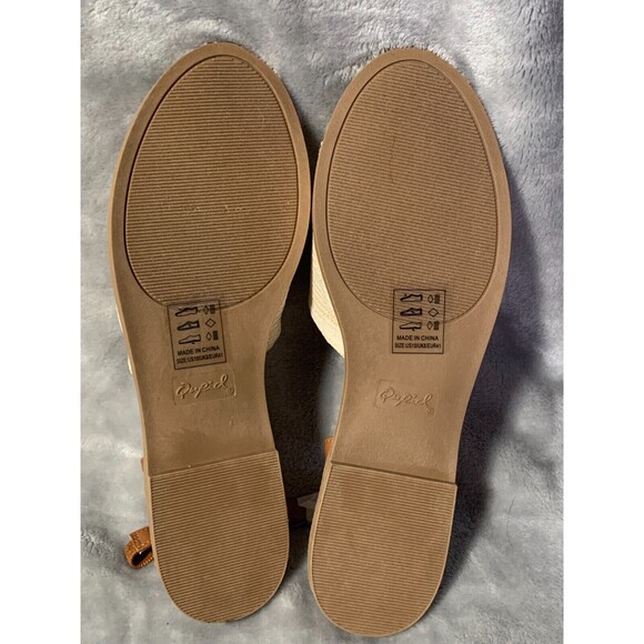 Qupid Sandals Women's 10 Cream Beige Open Toe Slingback Flat Desmond Vacation - Picture 9 of 11